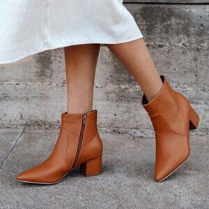 Lulus Sofia Tan Pointed Toe Ankle Booties Brown - Size 8